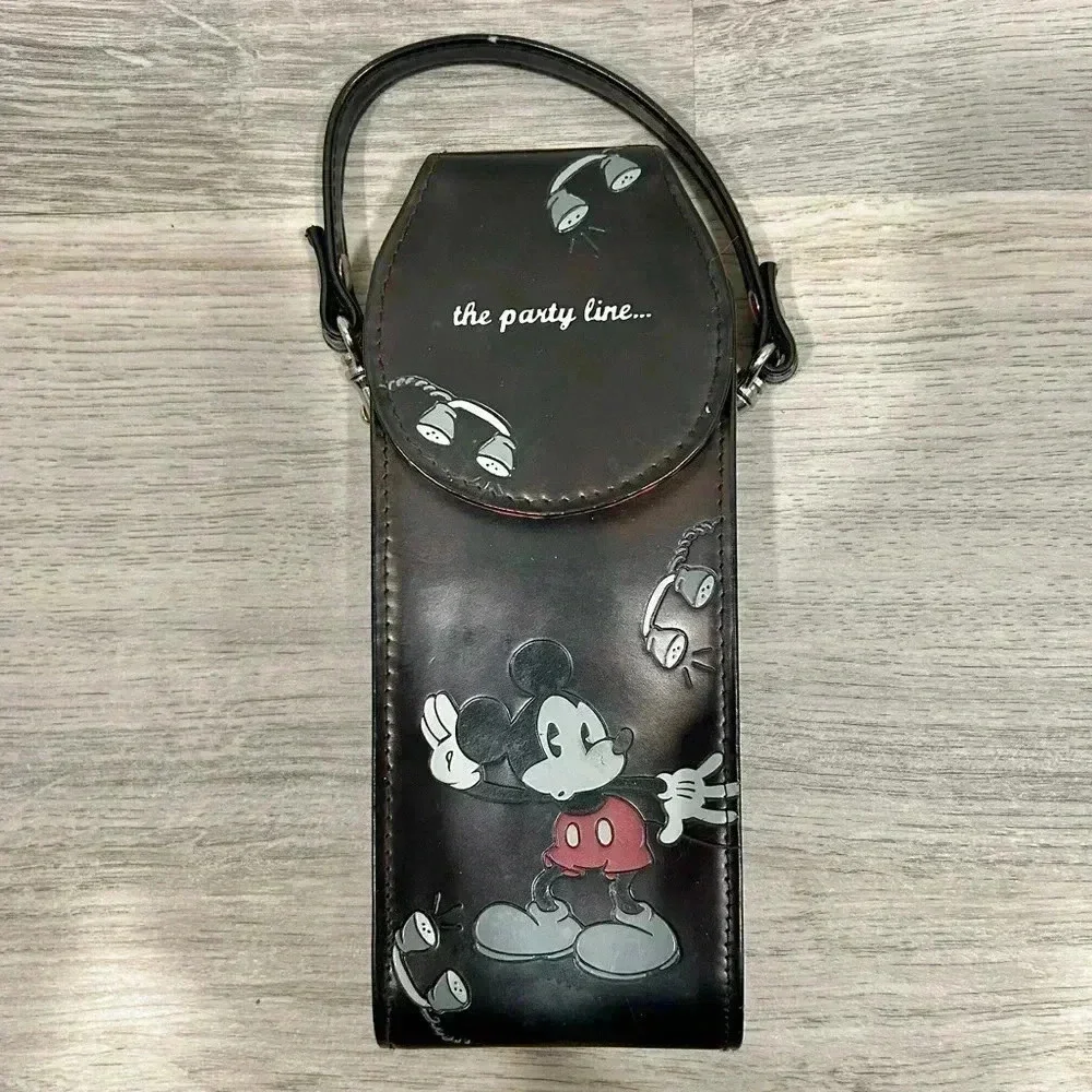 Vintage Mickey Mouse Disney Parks Store Leather Cell Phone Pouch Case Holder